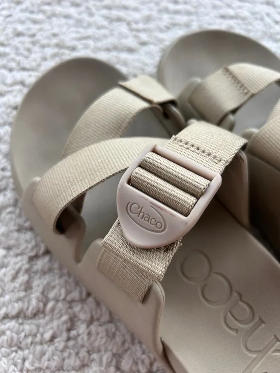 Chaco Taupe Two-Strap Slide Sandals - Picture 7 of 9